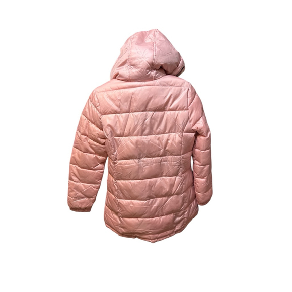 Girls Justice Pink Puffer Jacket with Faux Fur Hood 18/20 - Picture 2 of 6